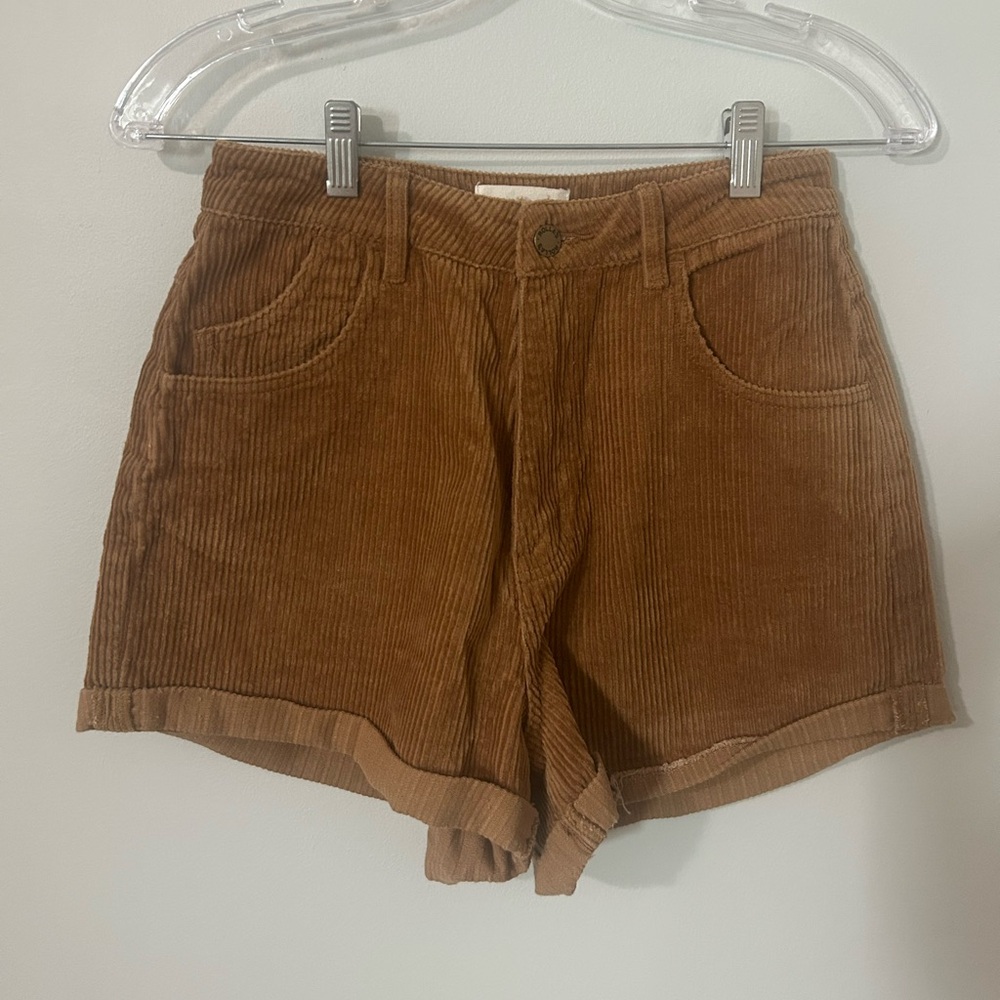 Brown Corduroy Women Shorts